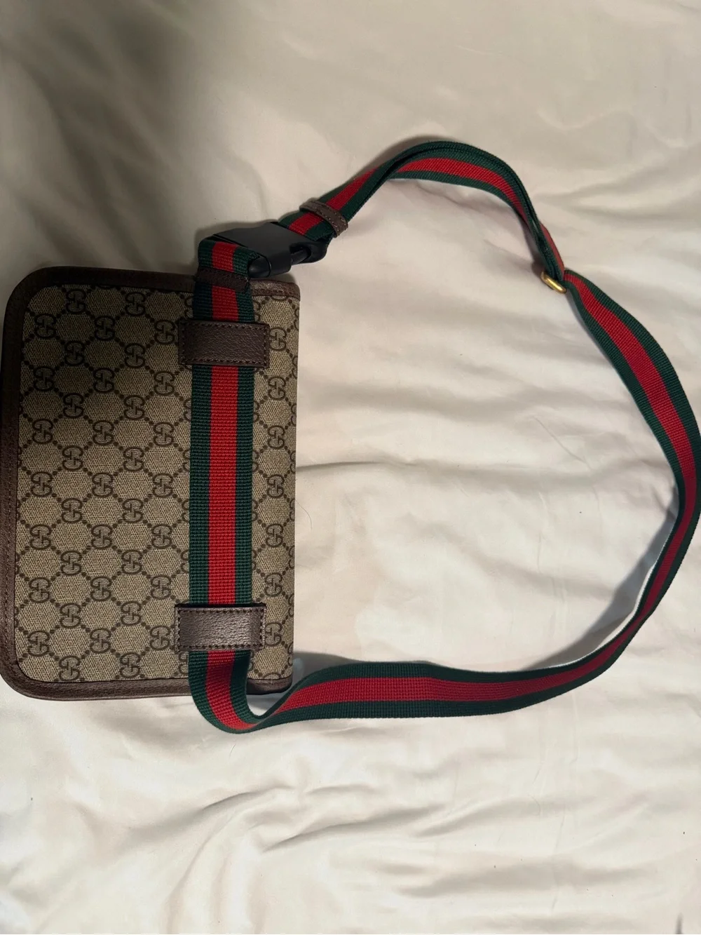 Gucci Brown Monogram Web Stripe Belt Bag